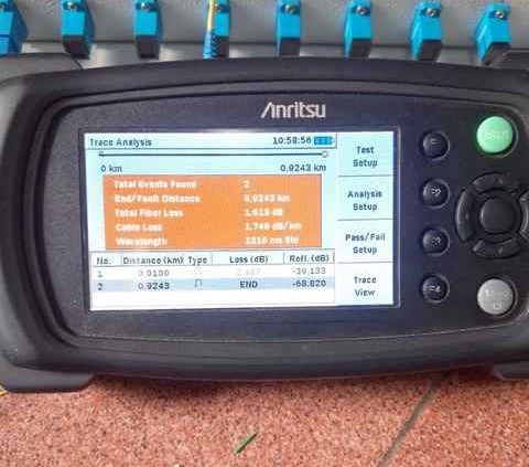 Uji fiber dengan OTDR di Batang Kuis